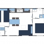 Exemple d'implantation du mobil-home Access 2 Chambres