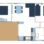 Exemple d'implantation mobil-home Privilège 2 Chambres*
