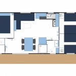 Exemple d'implantation du mobil-home Confort 3 Chambres*