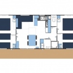 Exemple d'implantation du mobil-home Confort 4 Chambres* - Camping 4 étoiles Guérande